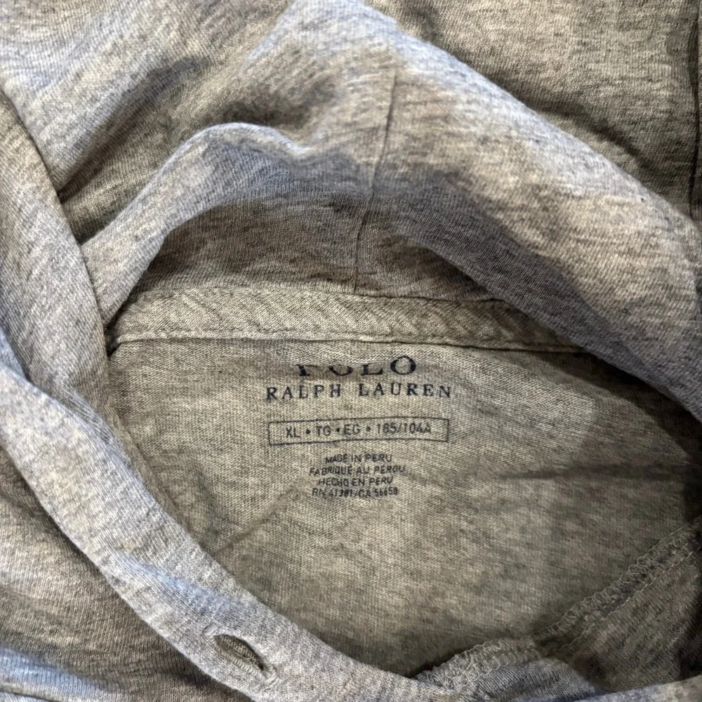 Polo Ralph Lauren Mens XL Heather Gray Long Sleeve Hooded T-Shirt Pony Logo